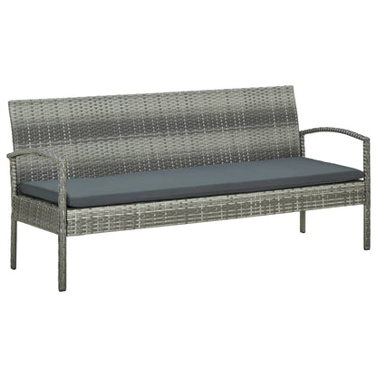Tuinbank 3-Zits Met Kussen Poly Rattan