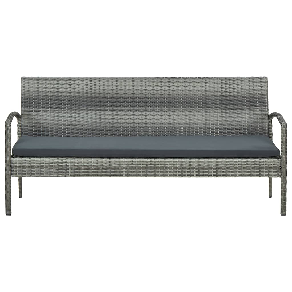 Tuinbank 3-Zits Met Kussen Poly Rattan