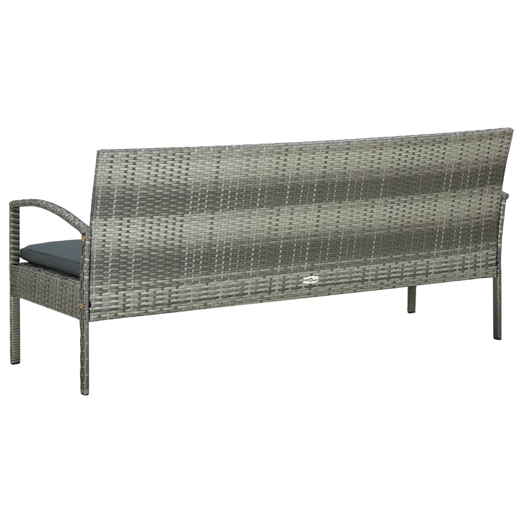 Tuinbank 3-Zits Met Kussen Poly Rattan