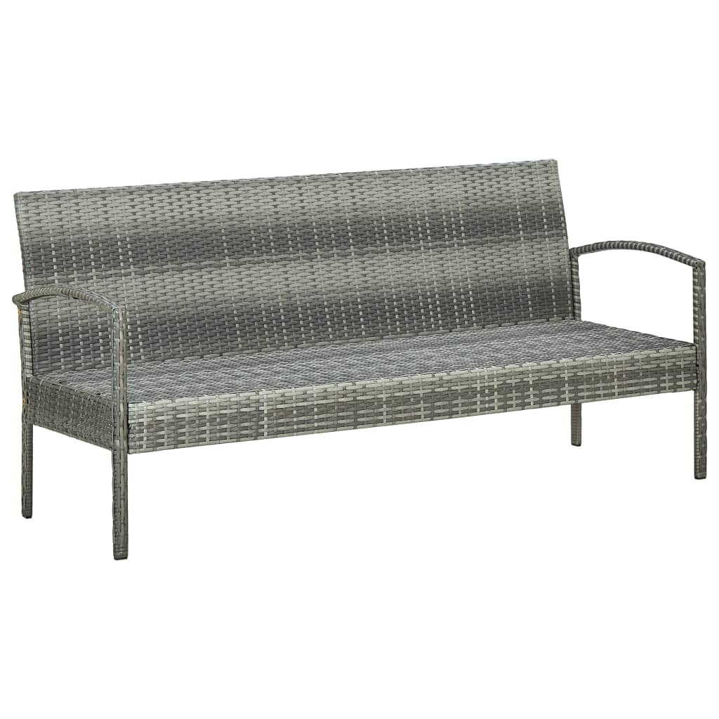 Tuinbank 3-Zits Met Kussen Poly Rattan