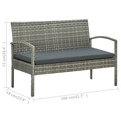Tuinbank 3-Zits Met Kussen Poly Rattan