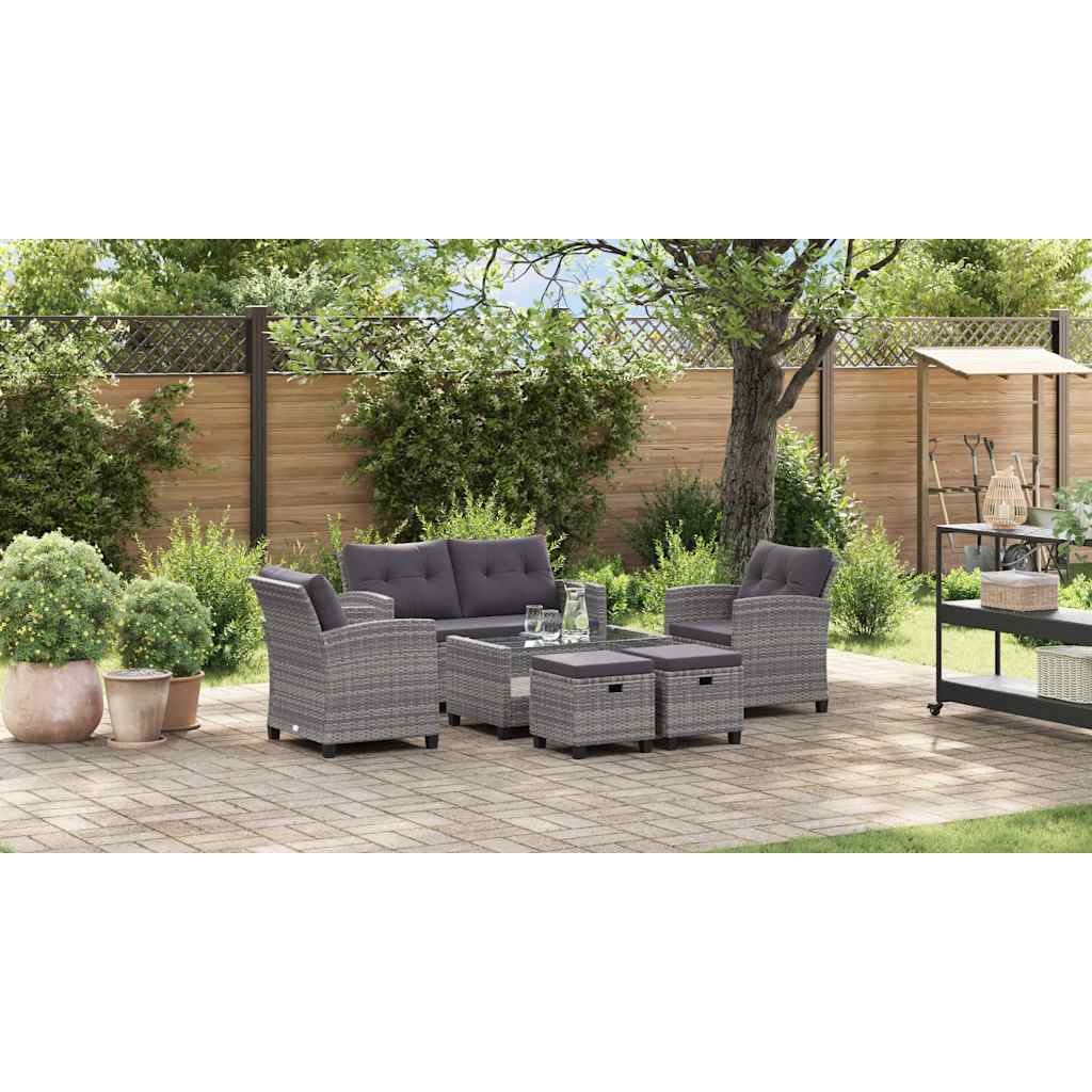 6-Delige Loungeset Met Kussens Poly Rattan