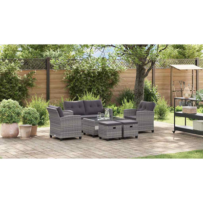 6-Delige Loungeset Met Kussens Poly Rattan