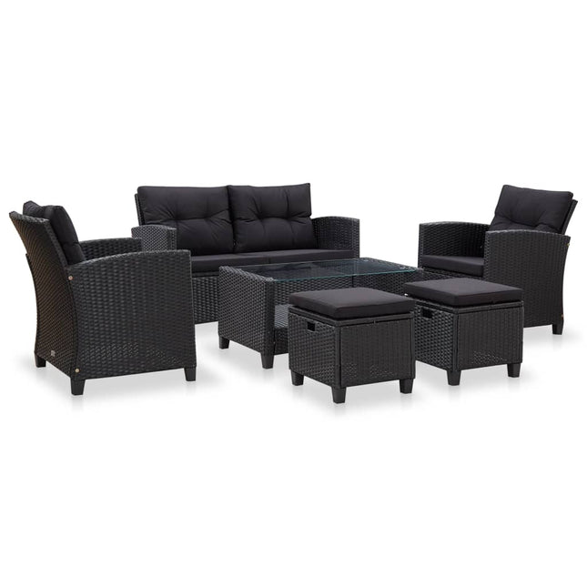 6-Delige Loungeset Met Kussens Poly Rattan