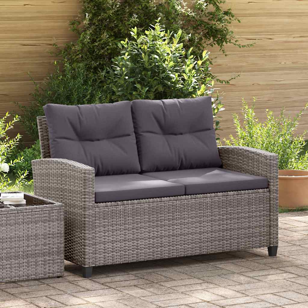 Tuinbank 2-Zits Met Kussens 124 Cm Poly Rattan
