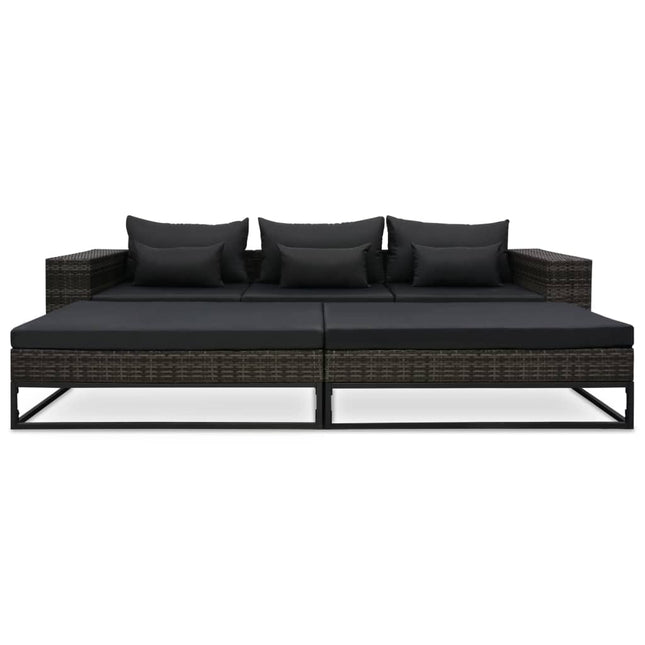 5-Delige Loungeset Met Kussens Poly Rattan Grijs