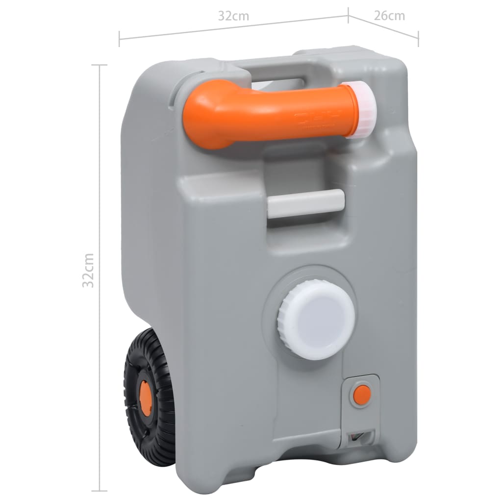 Watertank op wielen 25 L grijs