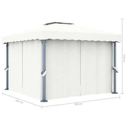 Prieel Met Gordijn Aluminium Crème