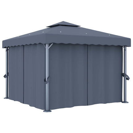 Prieel Met Gordijn Aluminium Crème