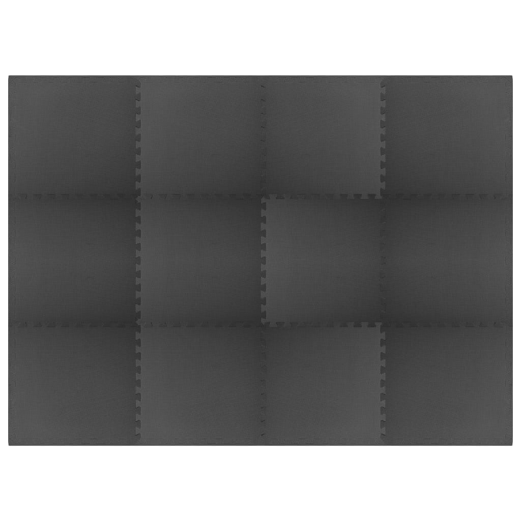 Vloermatten 12 st 4,32 ㎡ EVA-schuim zwart