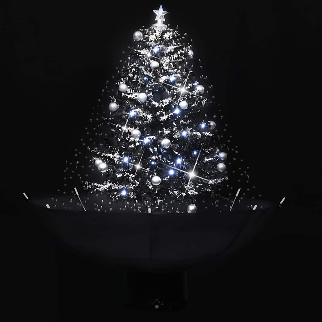 Kerstboom sneeuwend met paraplubasis 75 cm PVC zwart