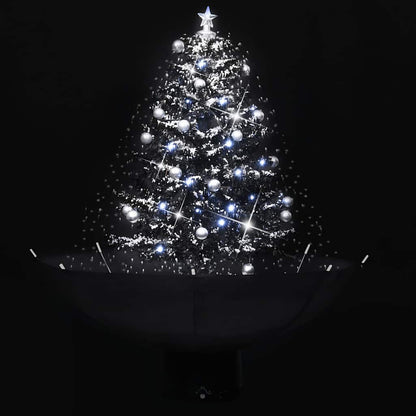 Kerstboom sneeuwend met paraplubasis 75 cm PVC zwart