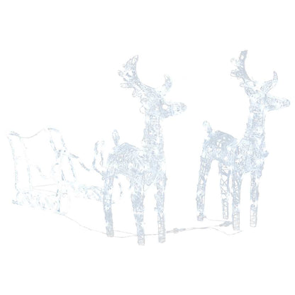 Kerstversiering rendieren en slee 160 LED's 130 cm acryl