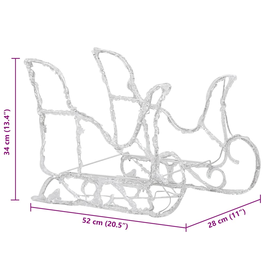 Kerstversiering rendieren en slee 160 LED's 130 cm acryl