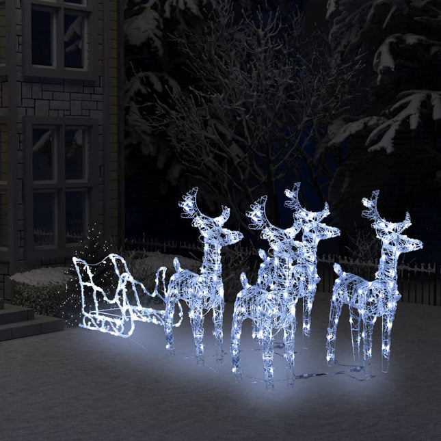 Kerstversiering Rendieren En Slee 160 Led's 130 Cm Acryl