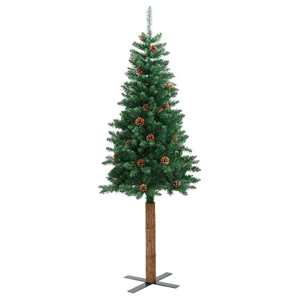 Kerstboom Met Echt Hout En Dennenappels Smal 180 Cm Pvc Groen