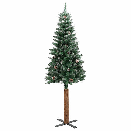 Kerstboom Met Echt Hout En Sneeuw Smal 150 Cm Groen