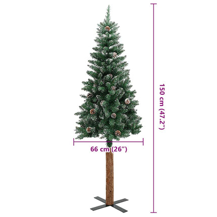 Kerstboom Met Echt Hout En Sneeuw Smal 150 Cm Groen