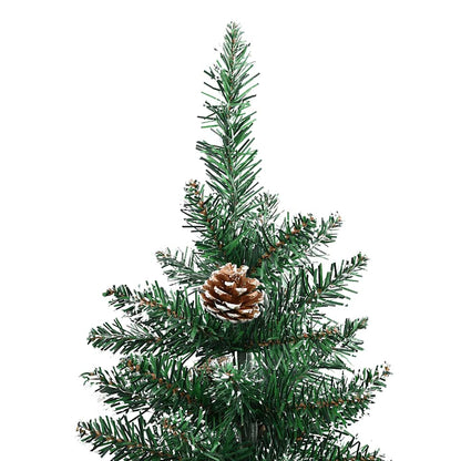 Kerstboom met echt hout en sneeuw smal 180 cm groen