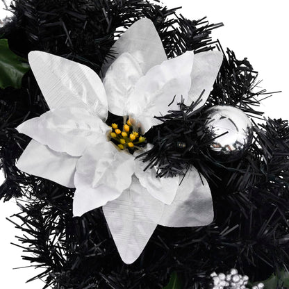 Kerstboog met LED-lampjes 90 cm PVC zwart