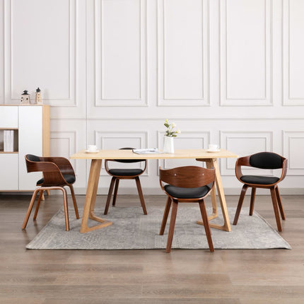 Eetkamerstoelen Gebogen Hout En Stof Grijs