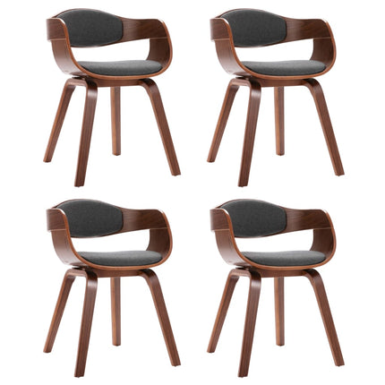 Eetkamerstoelen Gebogen Hout En Stof Grijs