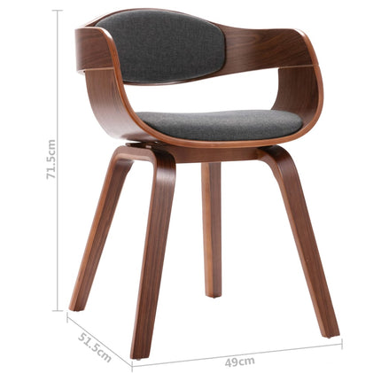 Eetkamerstoelen Gebogen Hout En Stof Grijs