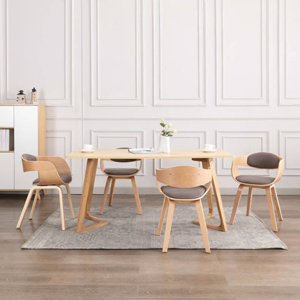 Eetkamerstoelen Gebogen Hout En Stof Grijs