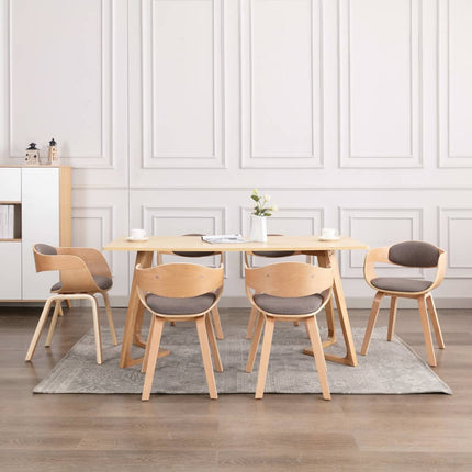 Eetkamerstoelen Gebogen Hout En Stof Grijs