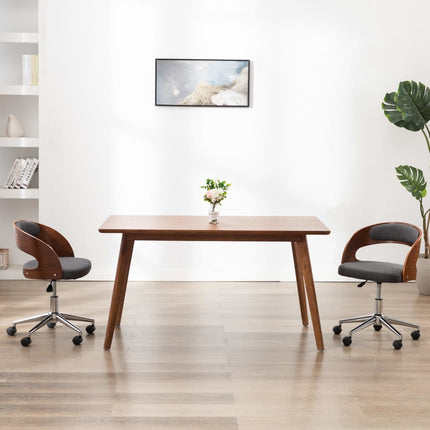 Eetkamerstoel Draaibaar Gebogen Hout En Kunstleer Zwart