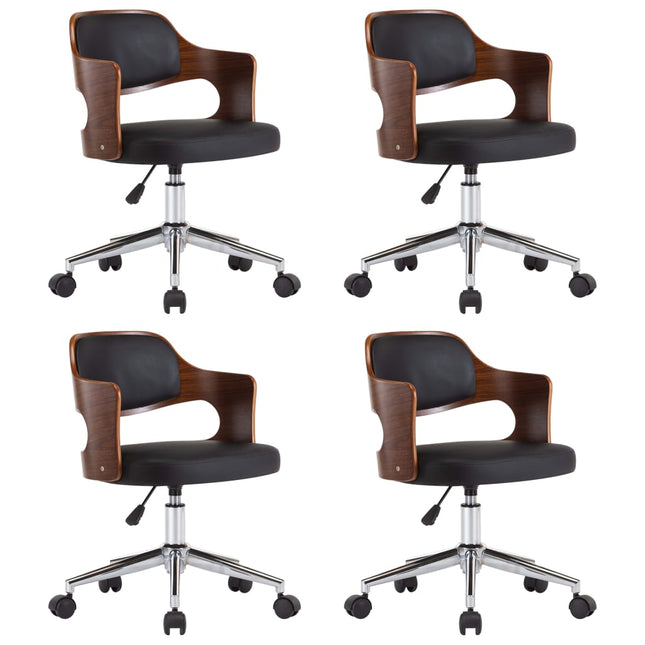 Eetkamerstoelen Draaibaar Gebogen Hout En Kunstleer
