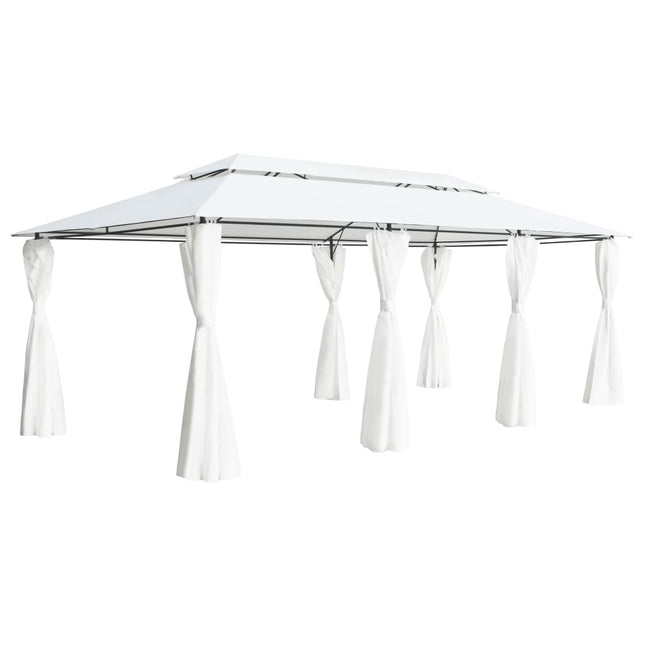 Prieel Met Gordijnen 180G/M² 600X298X270 Cm Wit