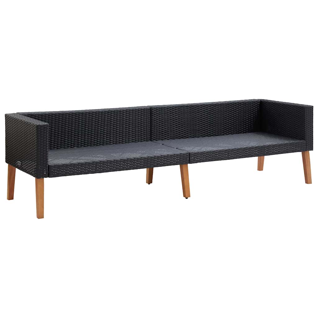 Tuinbank 3-Zits Met Kussens Poly Rattan