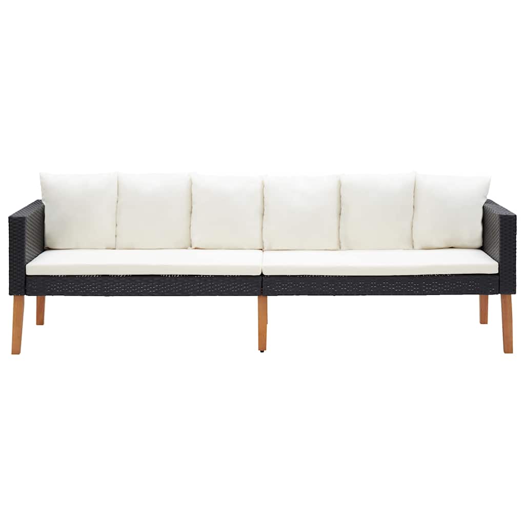 Tuinbank 3-Zits Met Kussens Poly Rattan