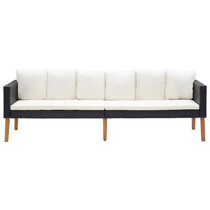 Tuinbank 3-Zits Met Kussens Poly Rattan