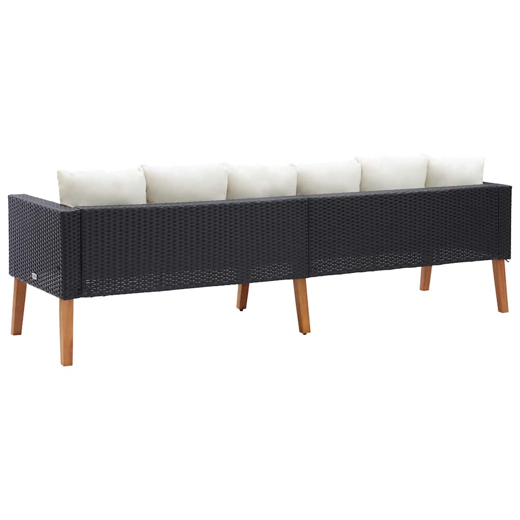Tuinbank 3-Zits Met Kussens Poly Rattan