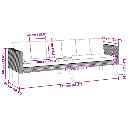 Tuinbank 3-Zits Met Kussens Poly Rattan