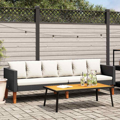 Tuinbank 3-Zits Met Kussens Poly Rattan