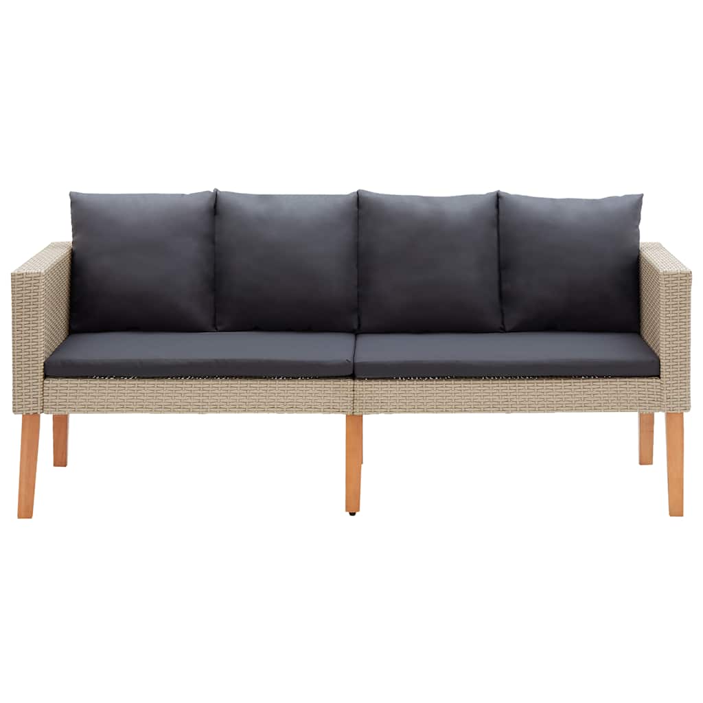 Tuinbank 2-Zits Met Kussens Poly Rattan
