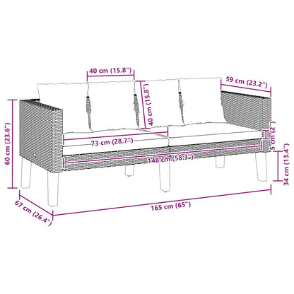 Tuinbank 2-Zits Met Kussens Poly Rattan