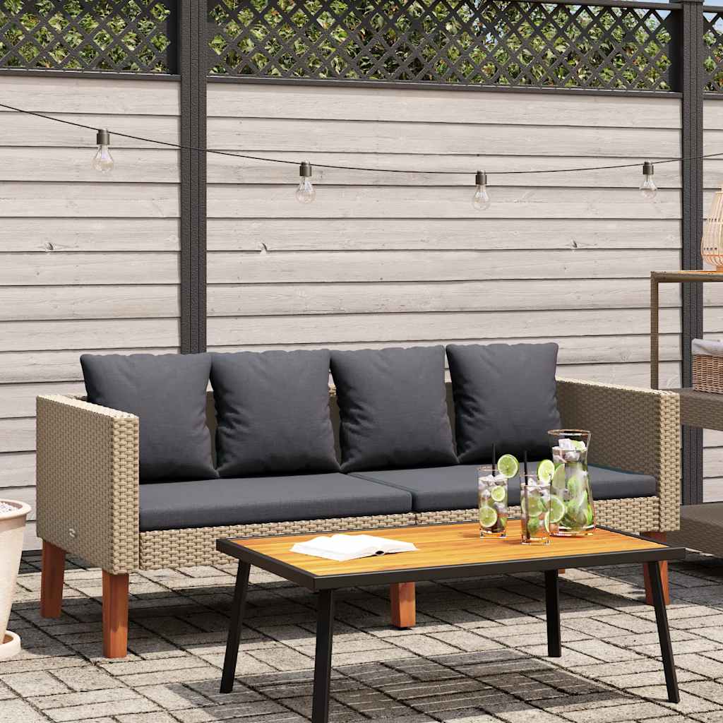 Tuinbank 2-Zits Met Kussens Poly Rattan