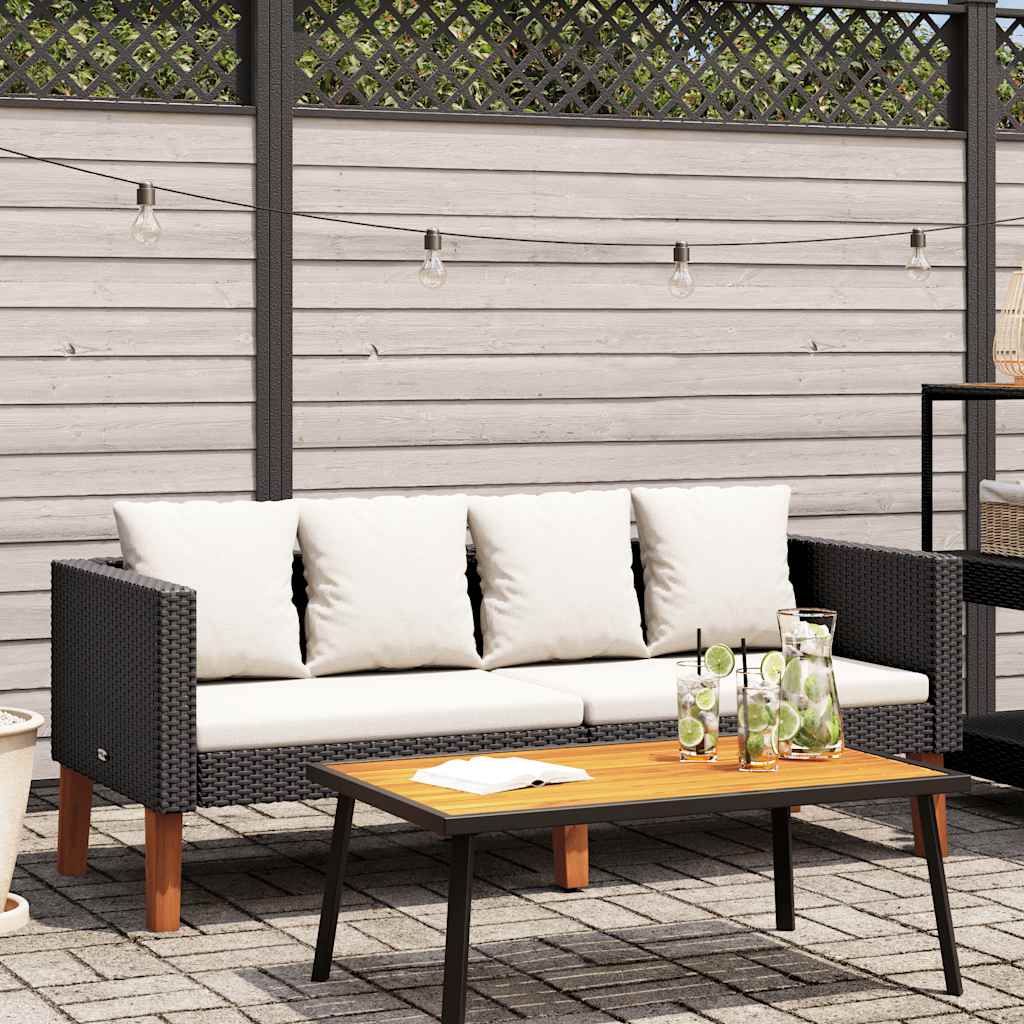 Tuinbank 2-Zits Met Kussens Poly Rattan