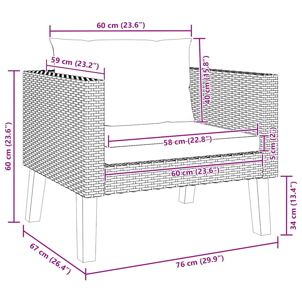 Tuinbank Eenzits Met Kussens Poly Rattan