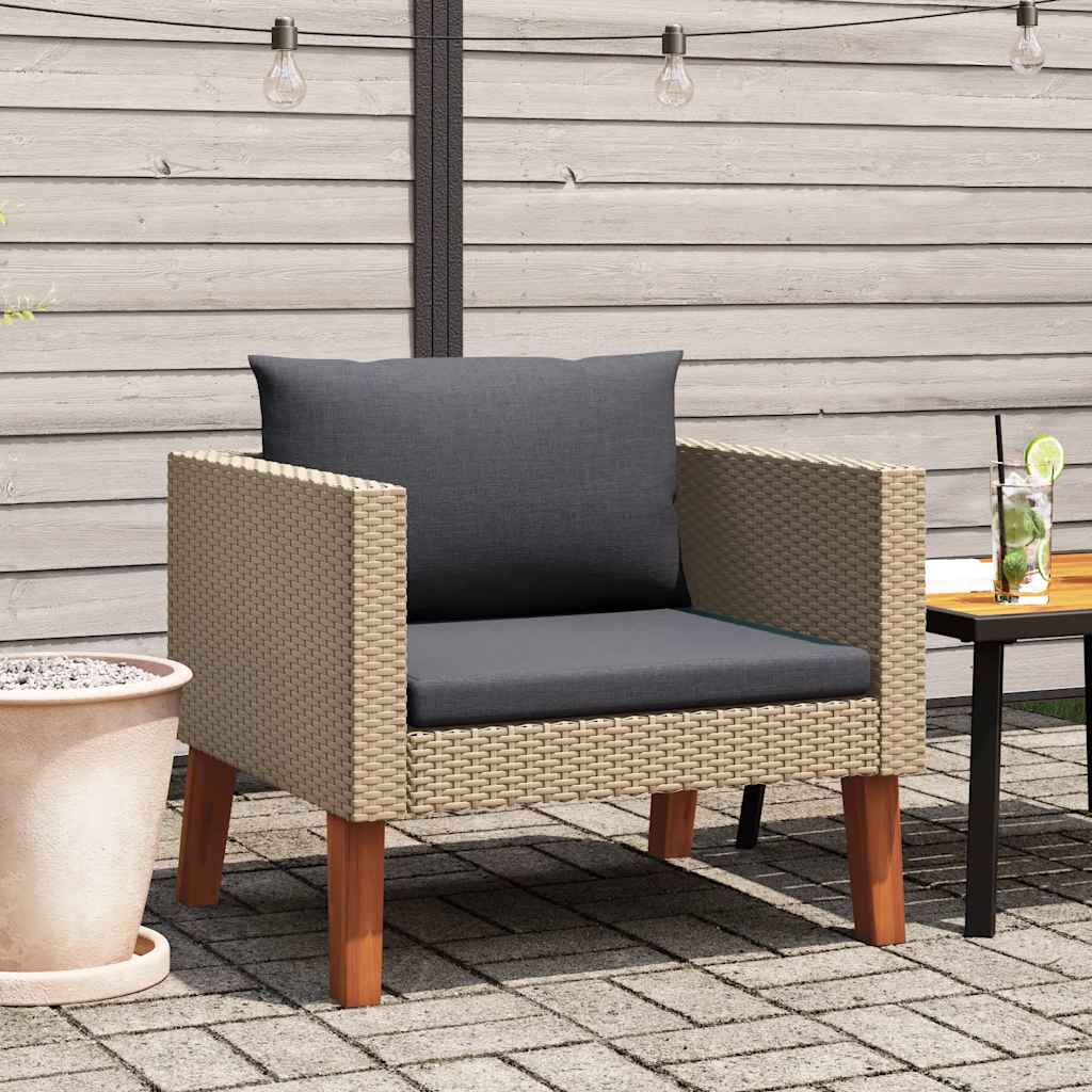 Tuinbank Eenzits Met Kussens Poly Rattan
