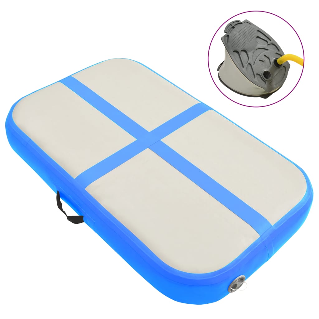 Gymnastiekmat met pomp opblaasbaar 60x100x10 cm PVC blauw