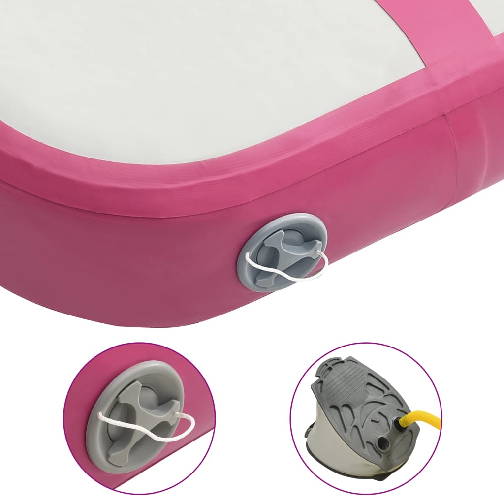 Gymnastiekmat met pomp opblaasbaar 60x100x15 cm PVC roze