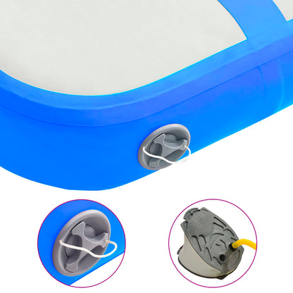 Gymnastiekmat met pomp opblaasbaar 60x100x15 cm PVC blauw