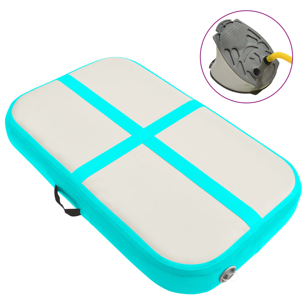 Gymnastiekmat met pomp opblaasbaar 60x100x15 cm PVC groen