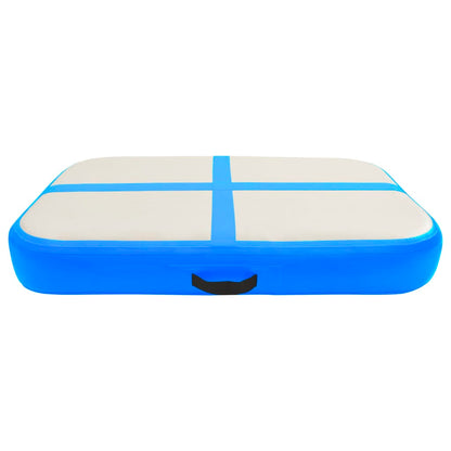 Gymnastiekmat met pomp opblaasbaar 60x100x20 cm PVC blauw
