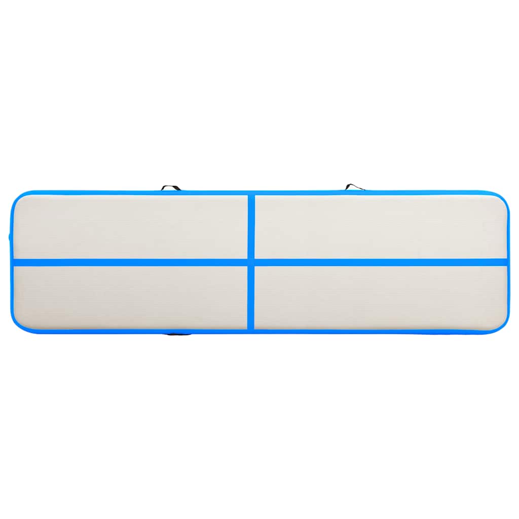Gymnastiekmat met pomp opblaasbaar 600x100x15 cm PVC blauw